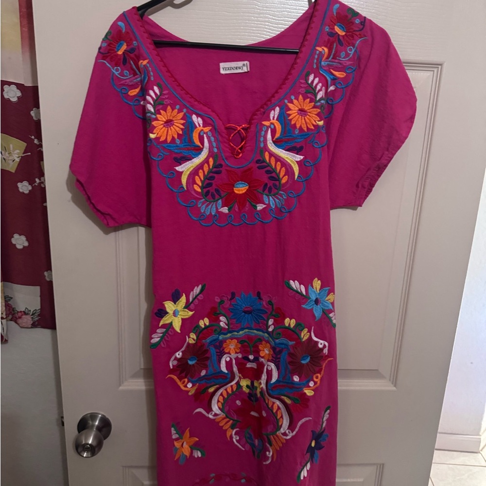 Vibrant Pink Short Sleeve Dress